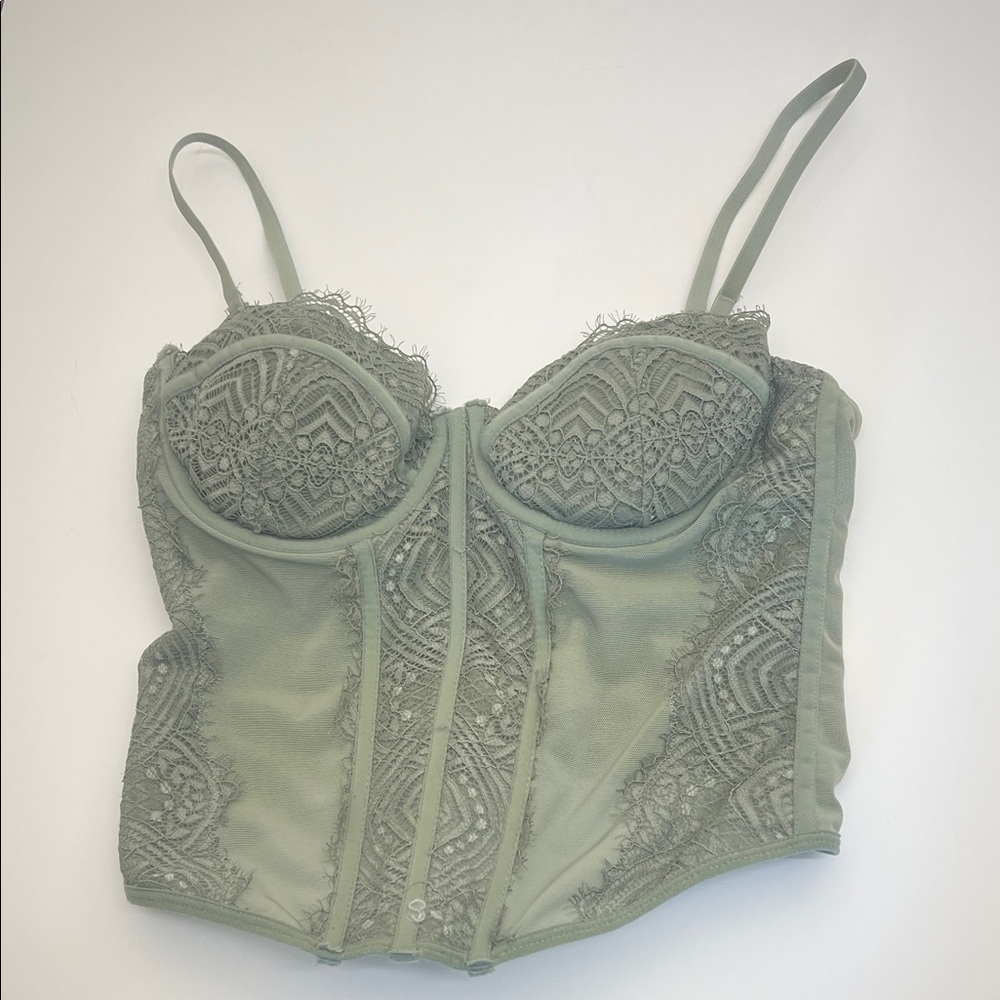 Garage Lace Bustier Corset Top - Sage Green